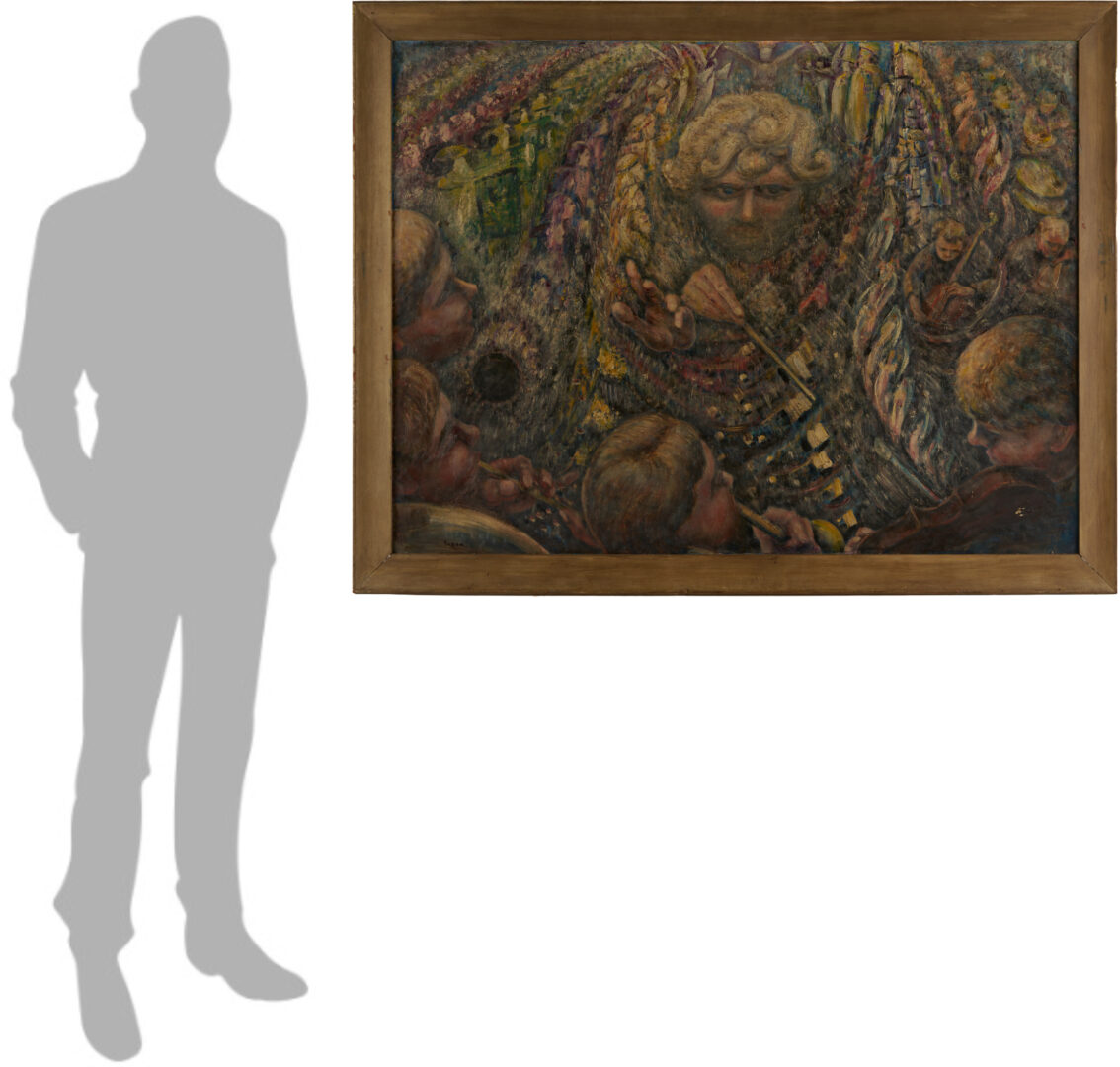 Lot 1232: Bernard Gussow O/B Painting, The Conductor