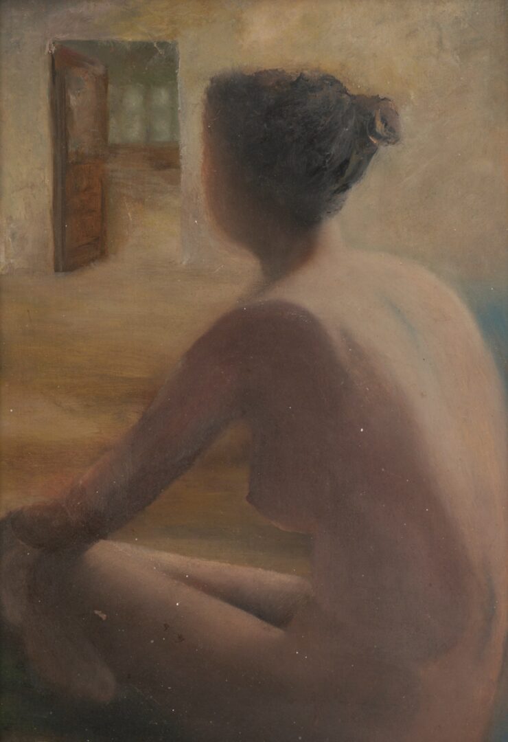 Lot 1233: Impressionist O/C Painting of a Nude Woman