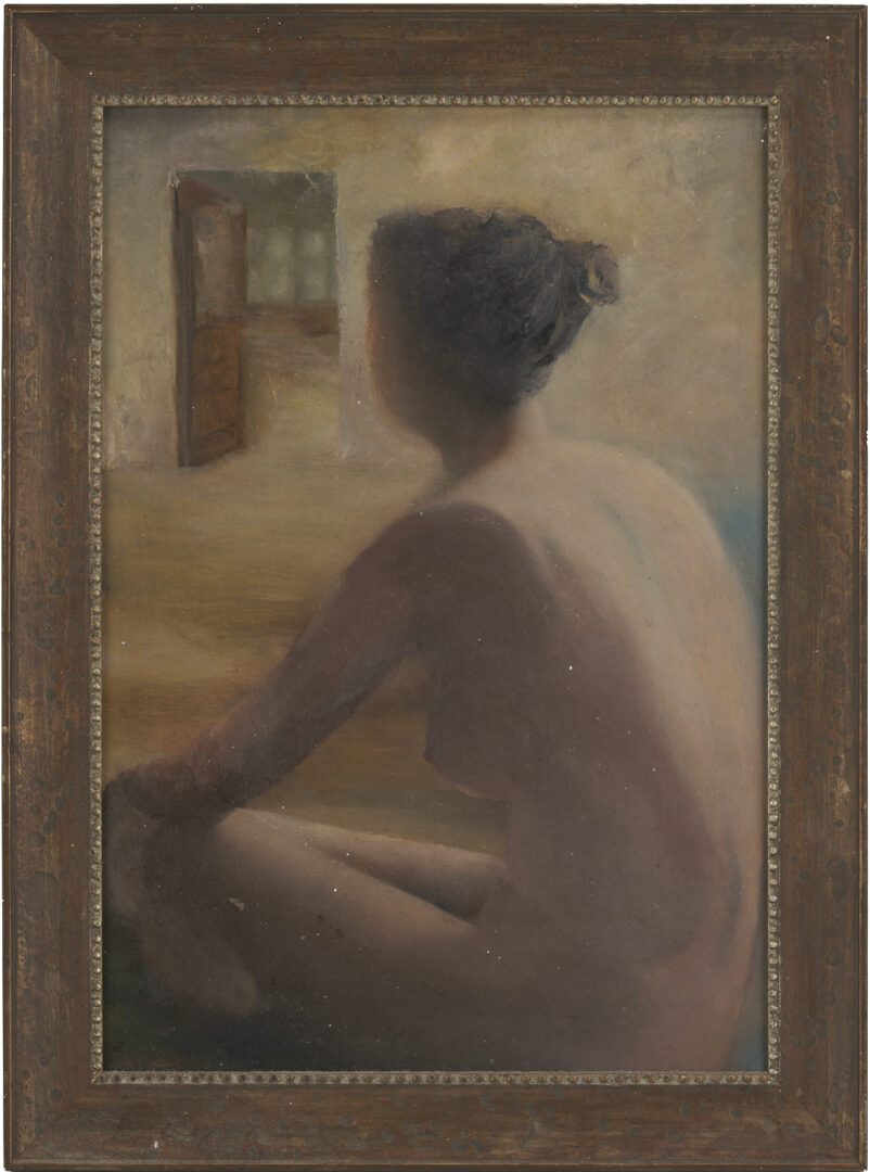 Lot 1233: Impressionist O/C Painting of a Nude Woman