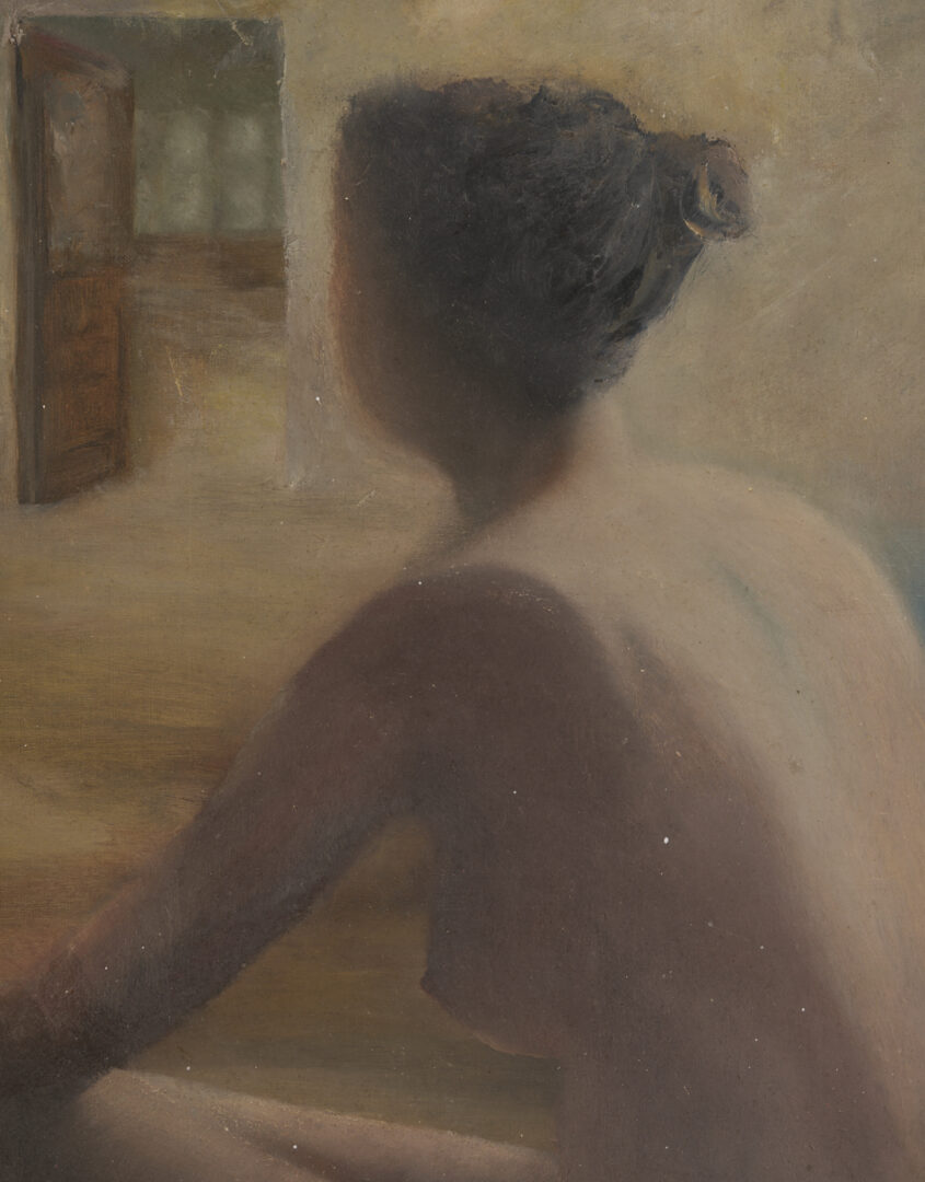 Lot 1233: Impressionist O/C Painting of a Nude Woman