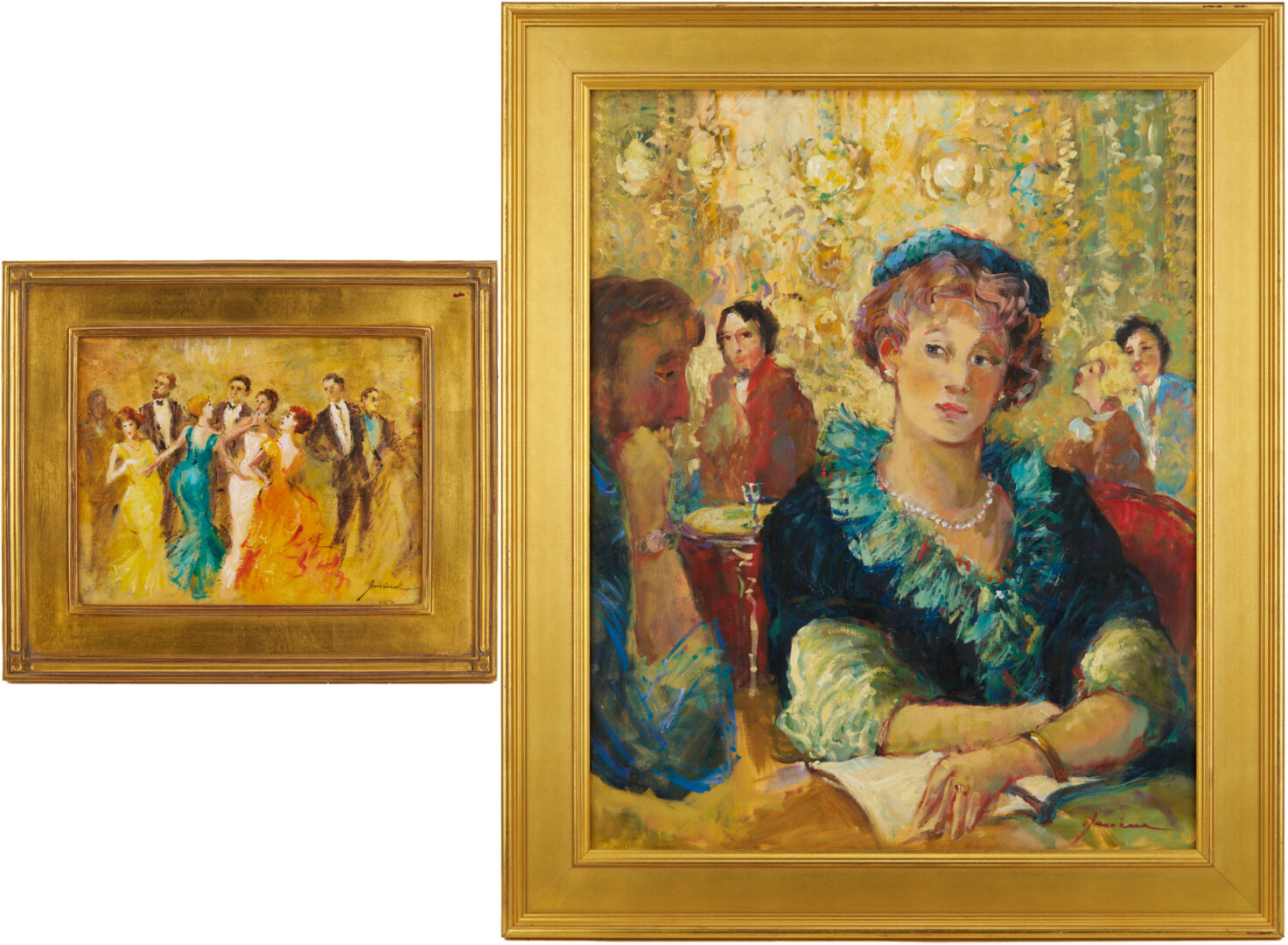 Lot 1234: Two O/C Paintings by Janine Wesselmann, Interiors and Gossip