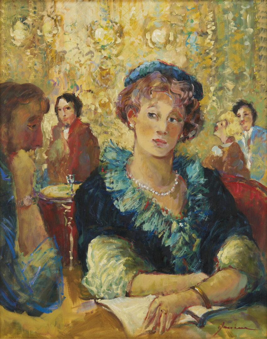 Lot 1234: Two O/C Paintings by Janine Wesselmann, Interiors and Gossip