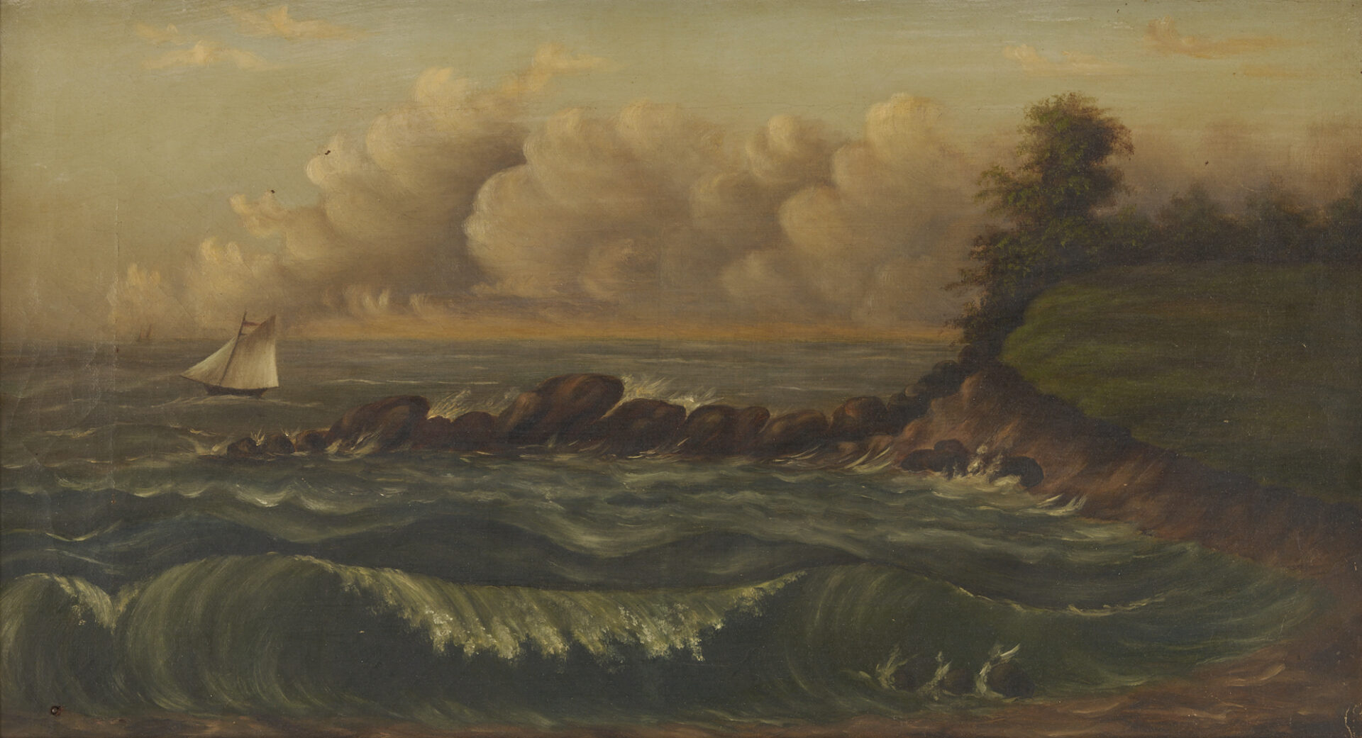 Lot 1238: 2 O/C Seascape Paintings after William Trost Richards