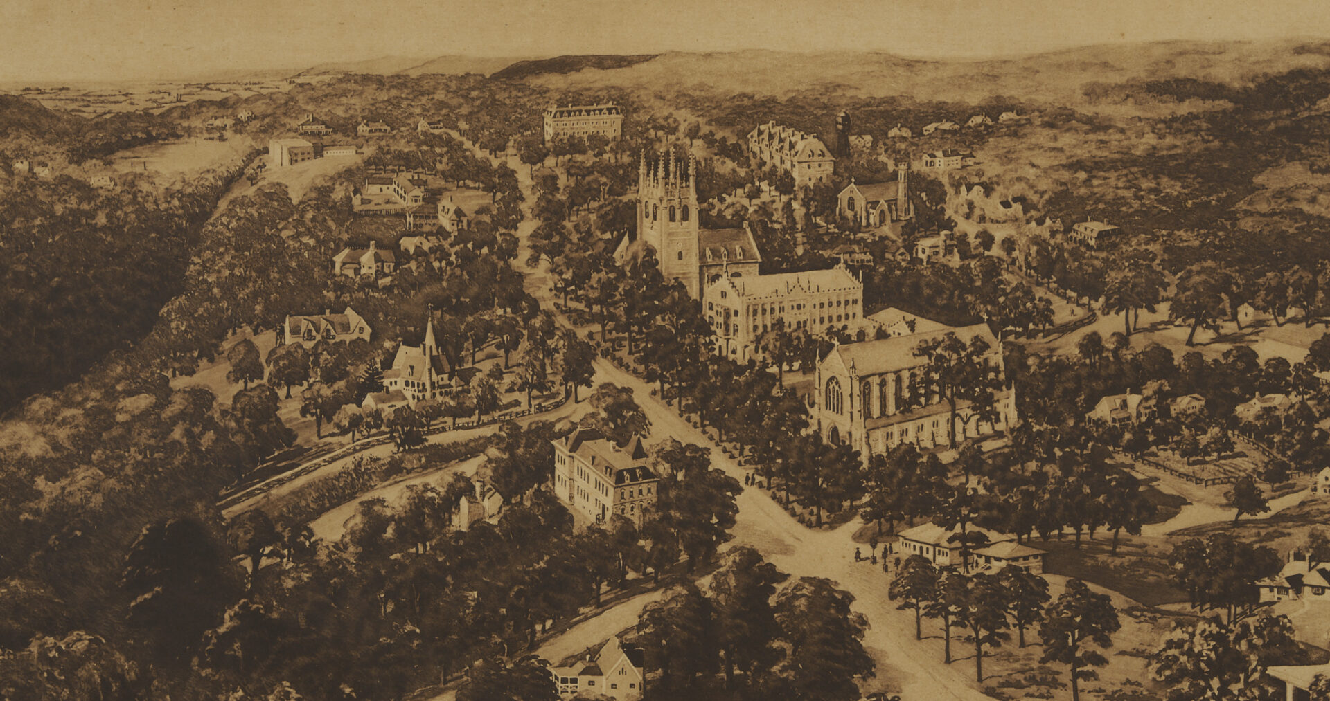 Lot 1240: Scarce W. T. Littig  Bird’s Eye Sewanee Print, University of the South, c. 1900