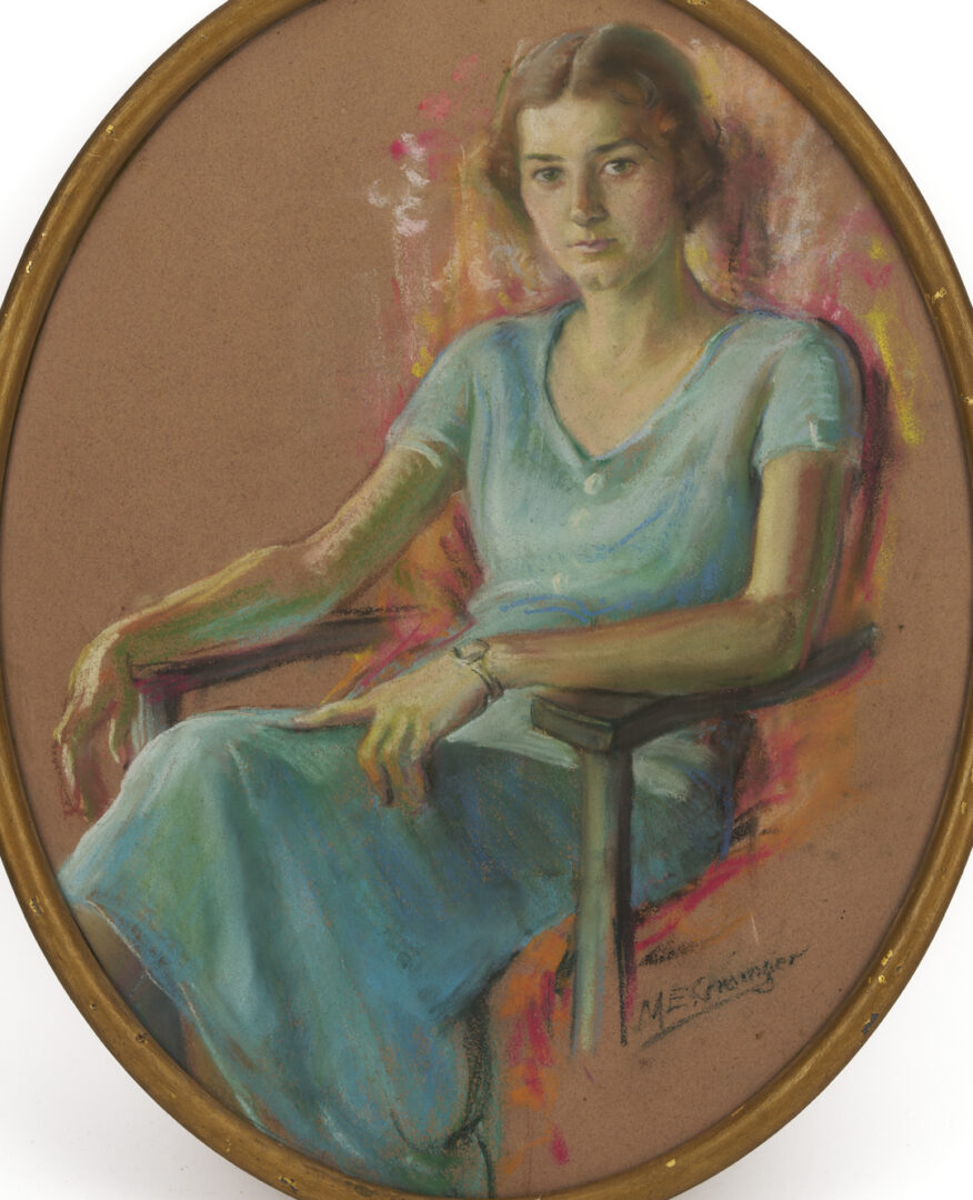 Lot 1241: Hugh Poe & Mary E. Grainger Pastel Portraits, Tennessee/Indiana Interest