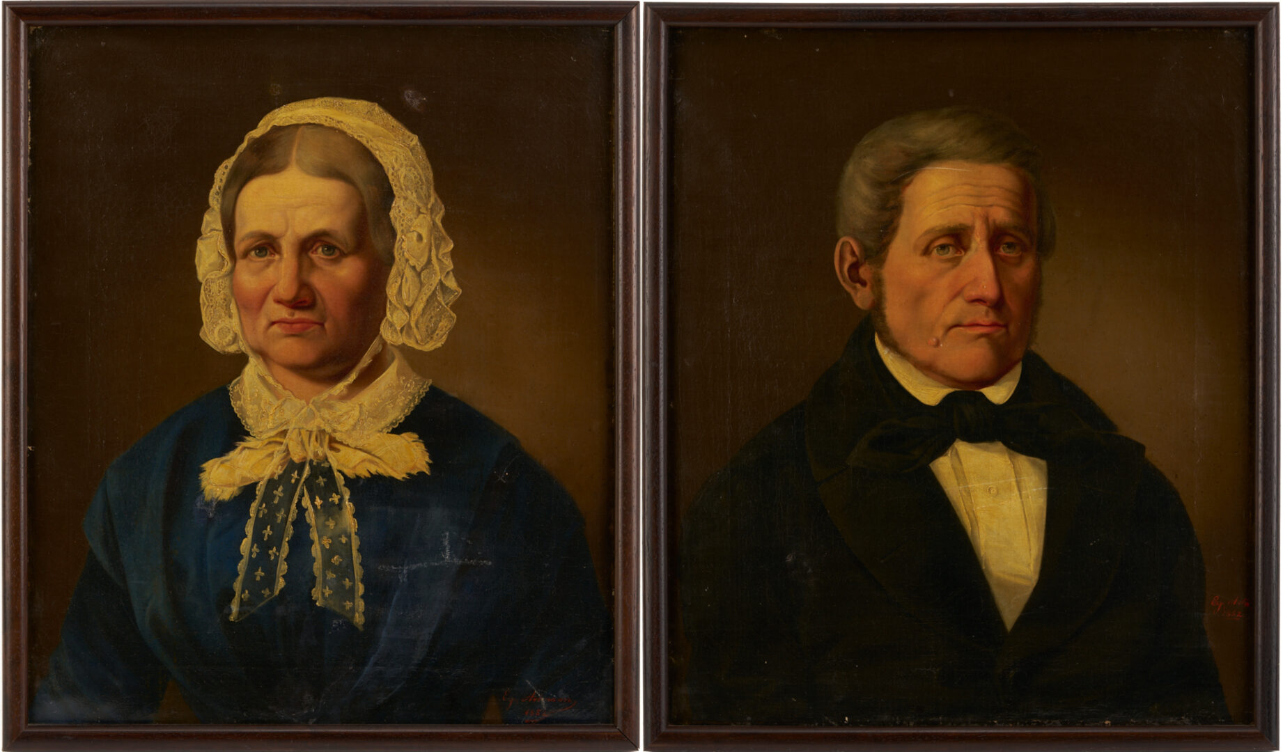 Lot 1243: Pr. 19th Cent. O/C Pendant Portraits, signed Artmann