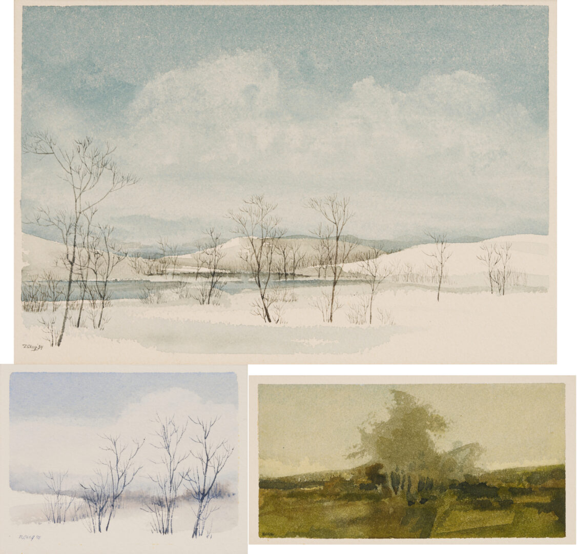 Lot 1244: 3 Robert Young Clay Watercolor Landscapes