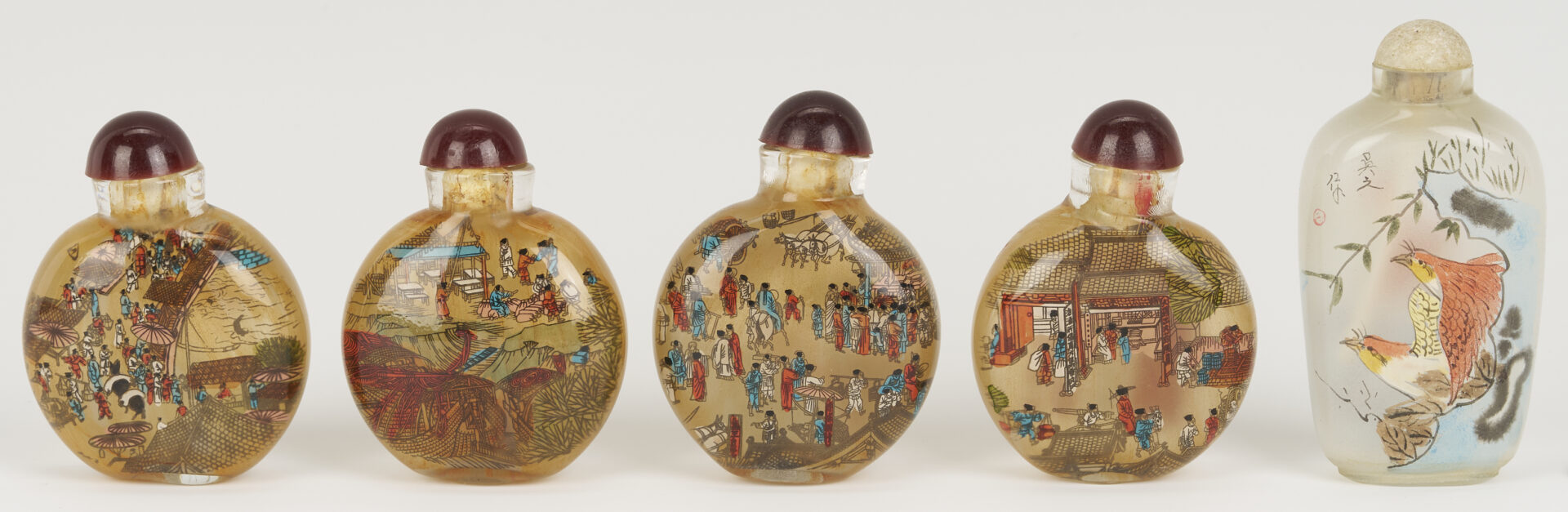 Lot 1247: 3 Chinese Porcelain & Enamel Snuff Bottles plus 5 Reverse Painted Snuff Bottles