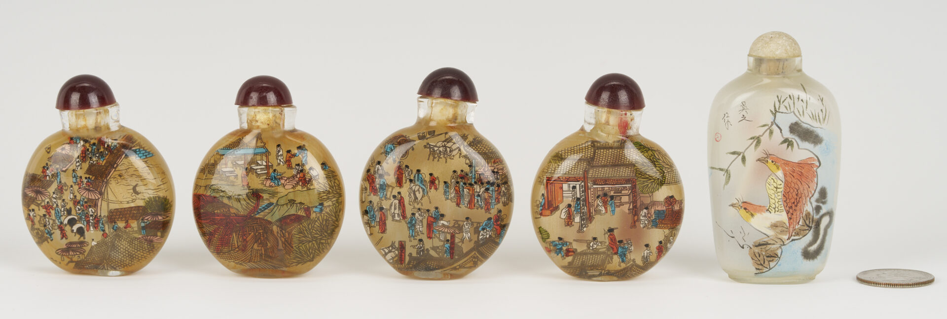 Lot 1247: 3 Chinese Porcelain & Enamel Snuff Bottles plus 5 Reverse Painted Snuff Bottles