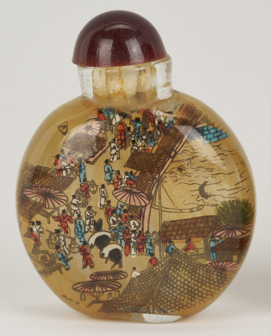 Lot 1247: 3 Chinese Porcelain & Enamel Snuff Bottles plus 5 Reverse Painted Snuff Bottles