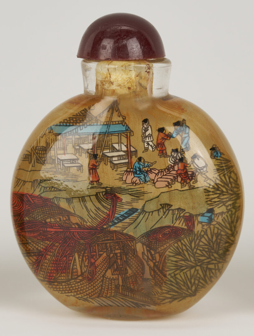 Lot 1247: 3 Chinese Porcelain & Enamel Snuff Bottles plus 5 Reverse Painted Snuff Bottles