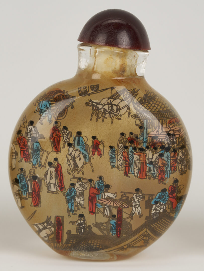 Lot 1247: 3 Chinese Porcelain & Enamel Snuff Bottles plus 5 Reverse Painted Snuff Bottles
