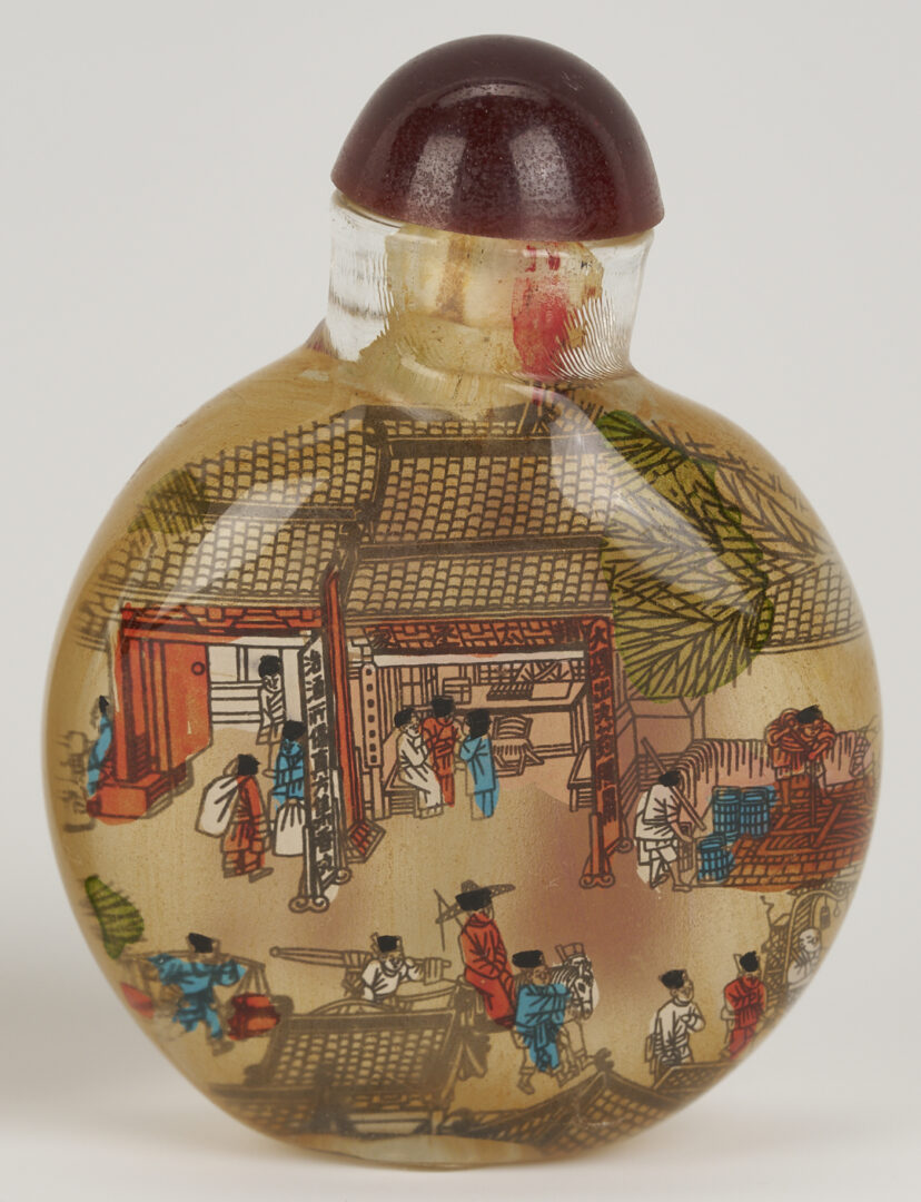 Lot 1247: 3 Chinese Porcelain & Enamel Snuff Bottles plus 5 Reverse Painted Snuff Bottles