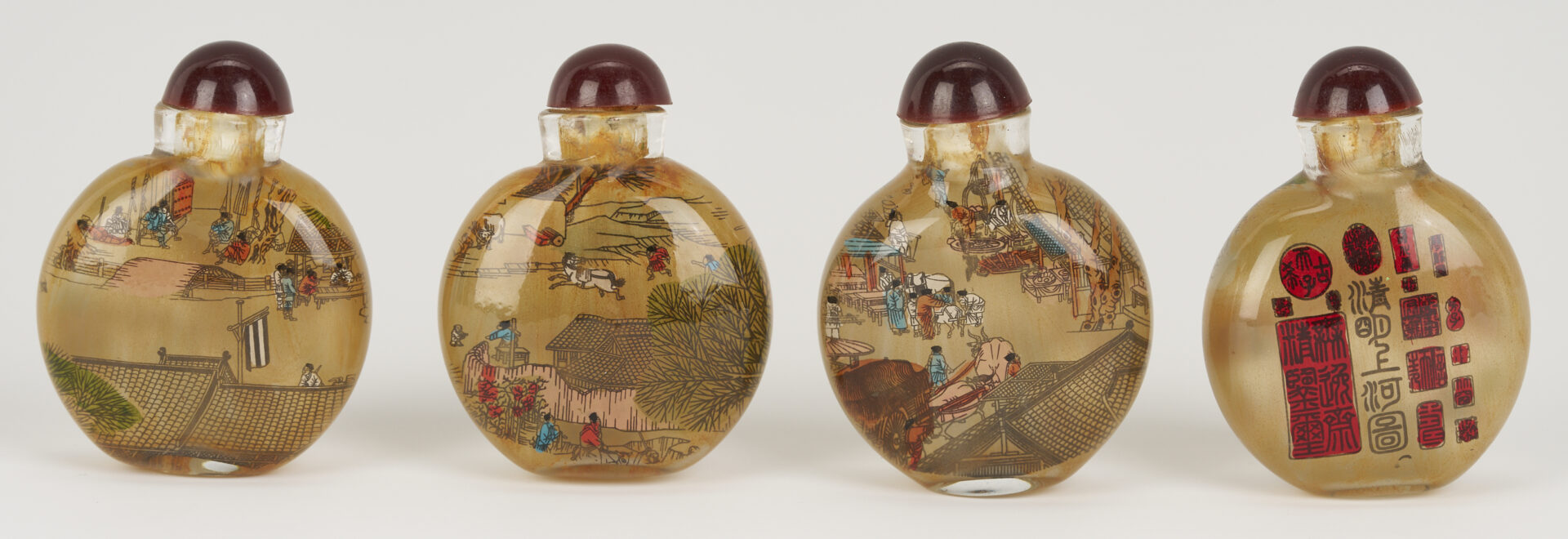Lot 1247: 3 Chinese Porcelain & Enamel Snuff Bottles plus 5 Reverse Painted Snuff Bottles