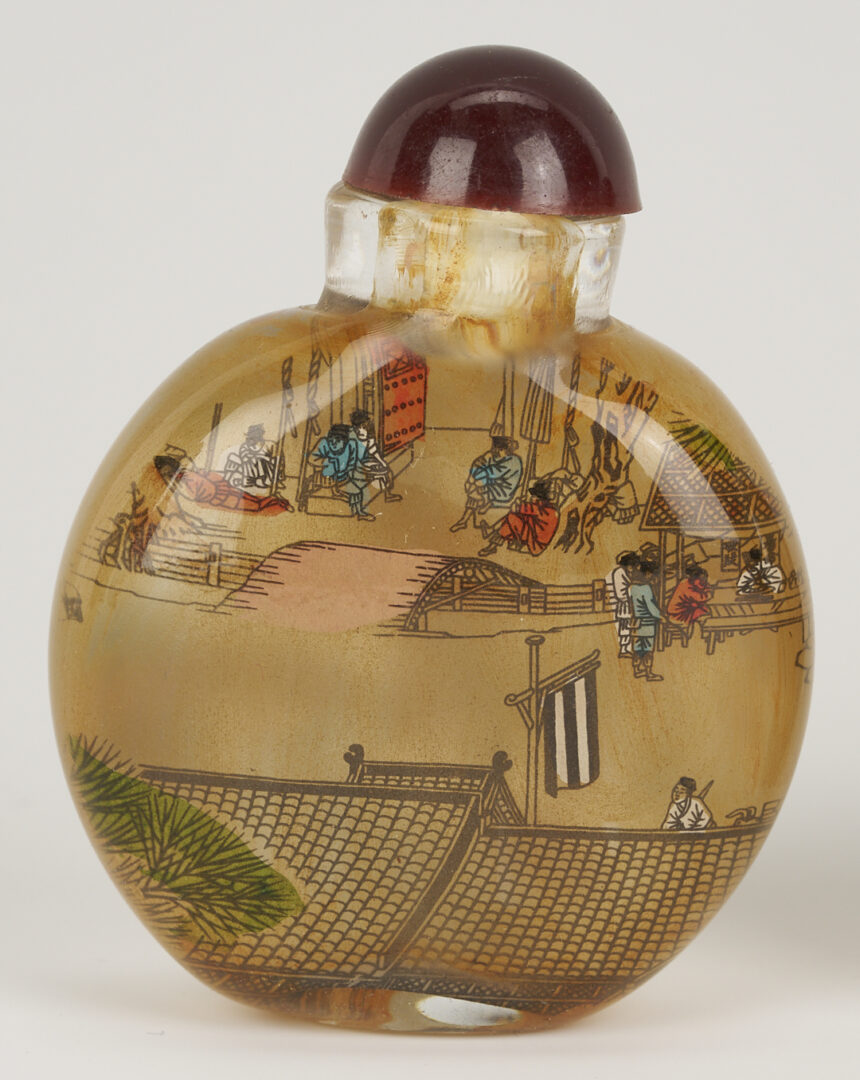 Lot 1247: 3 Chinese Porcelain & Enamel Snuff Bottles plus 5 Reverse Painted Snuff Bottles