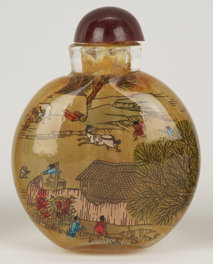 Lot 1247: 3 Chinese Porcelain & Enamel Snuff Bottles plus 5 Reverse Painted Snuff Bottles