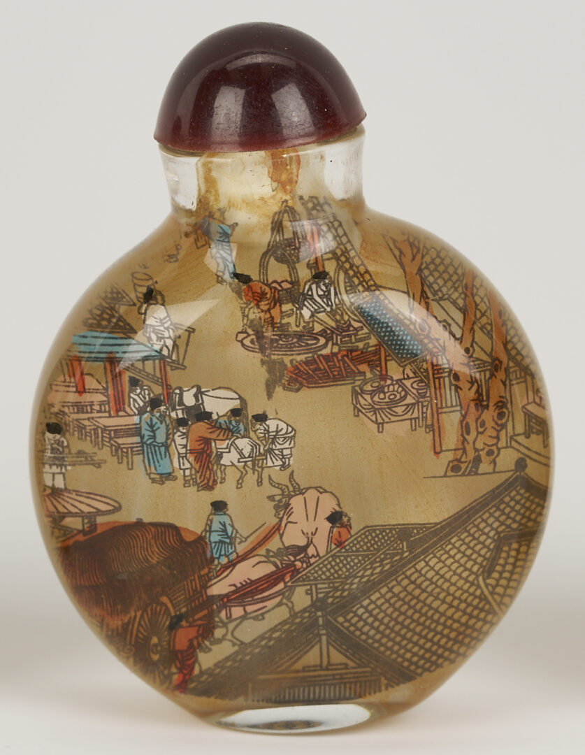 Lot 1247: 3 Chinese Porcelain & Enamel Snuff Bottles plus 5 Reverse Painted Snuff Bottles