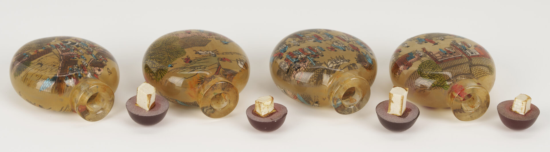 Lot 1247: 3 Chinese Porcelain & Enamel Snuff Bottles plus 5 Reverse Painted Snuff Bottles