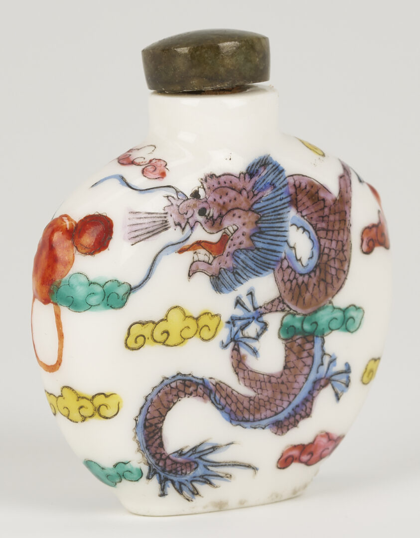 Lot 1247: 3 Chinese Porcelain & Enamel Snuff Bottles plus 5 Reverse Painted Snuff Bottles