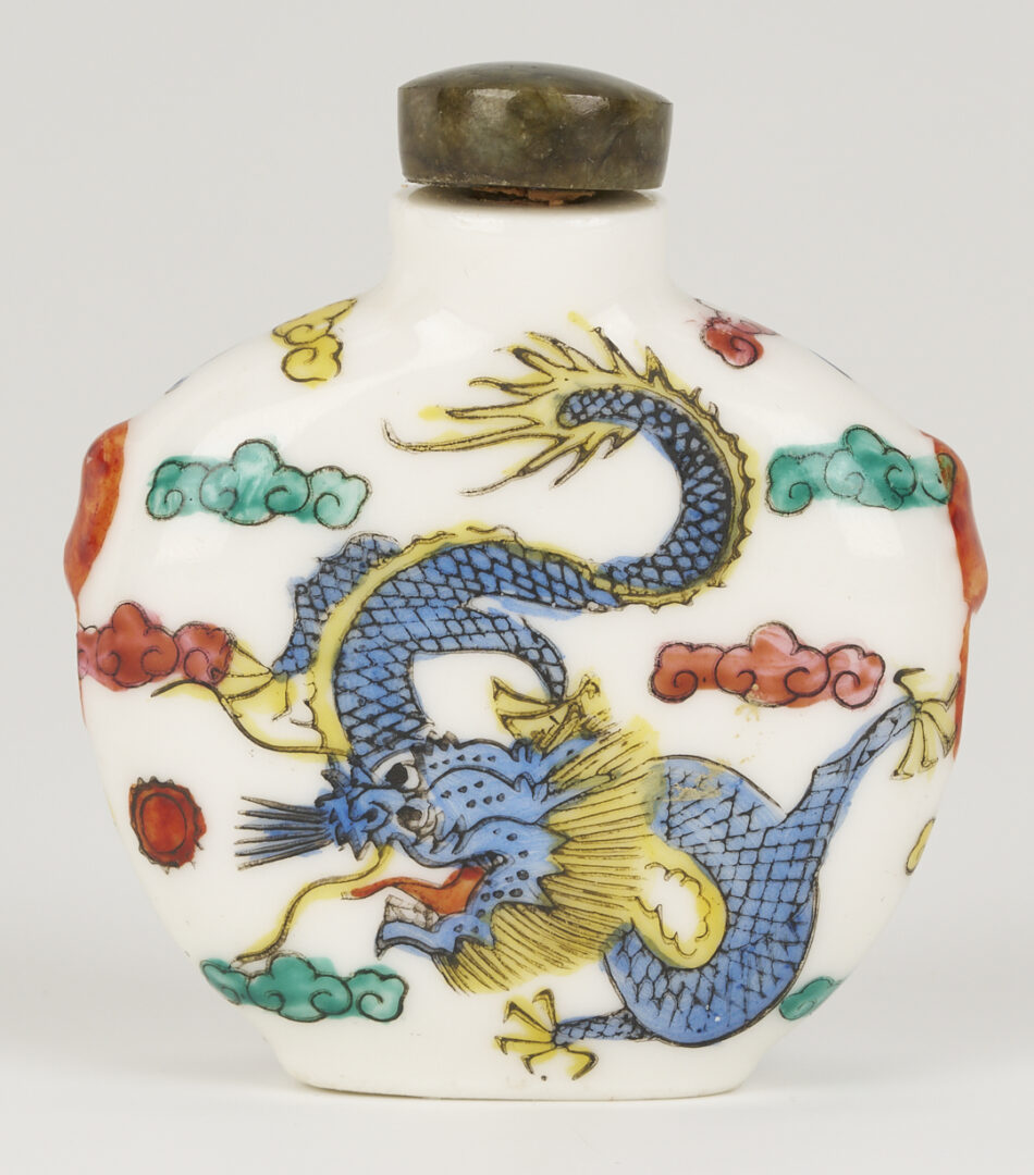 Lot 1247: 3 Chinese Porcelain & Enamel Snuff Bottles plus 5 Reverse Painted Snuff Bottles