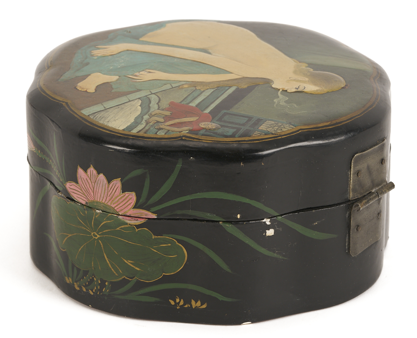 Lot 1249: 3 Asian Decorative Boxes: Lacquer & Bronze