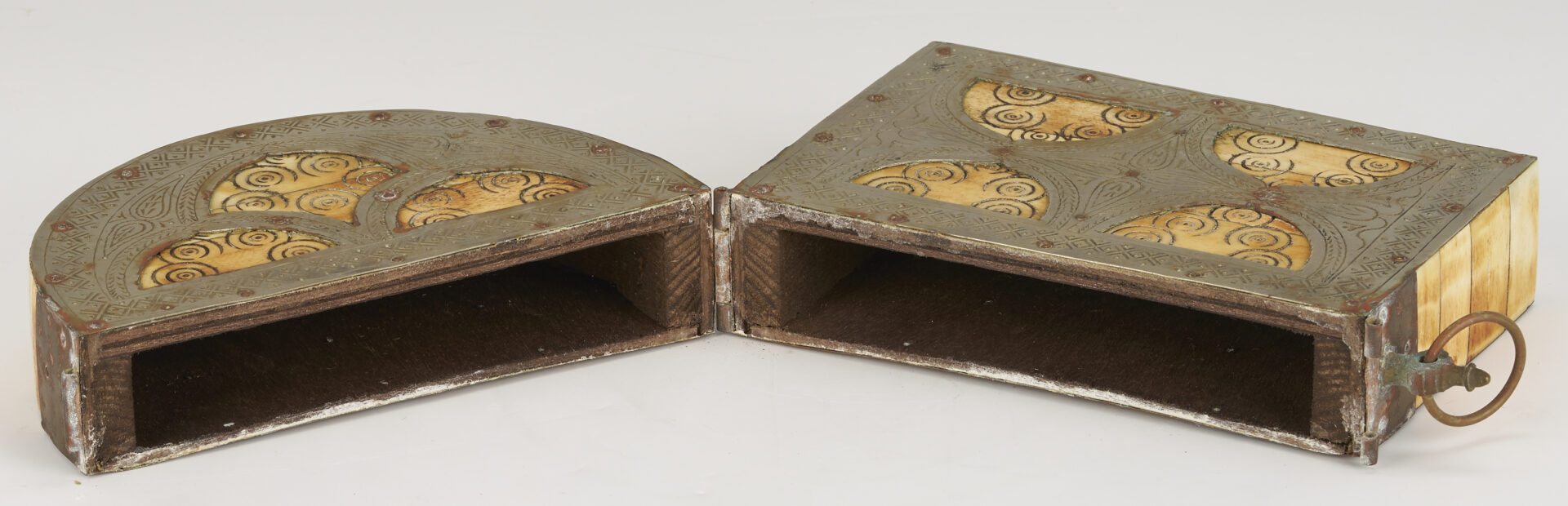Lot 1250: Middle Eastern Silver Mirror, Box, and 2 Miniature Paintings