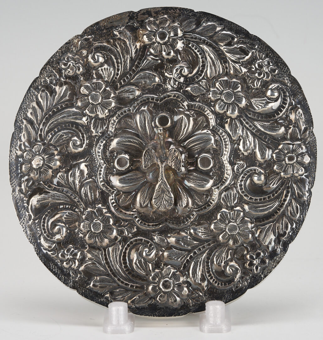 Lot 1250: Middle Eastern Silver Mirror, Box, and 2 Miniature Paintings