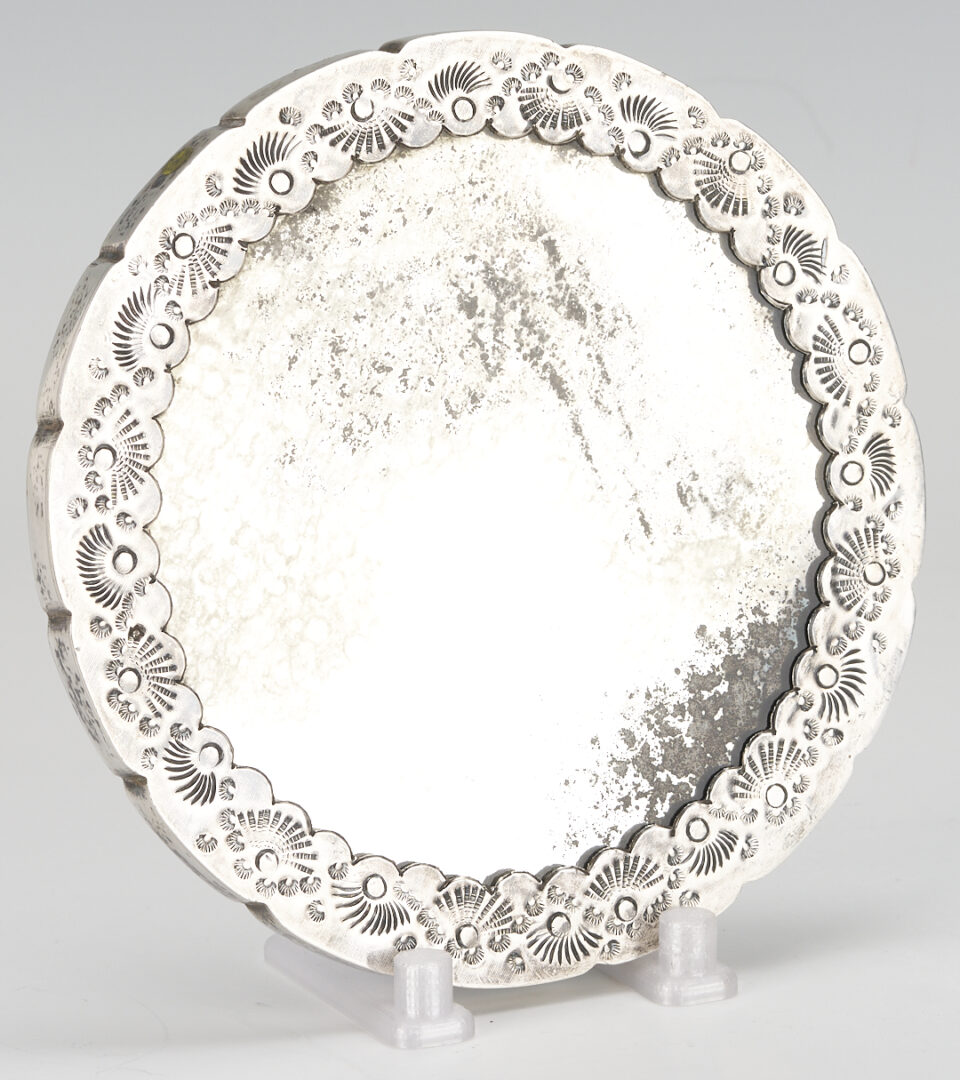 Lot 1250: Middle Eastern Silver Mirror, Box, and 2 Miniature Paintings