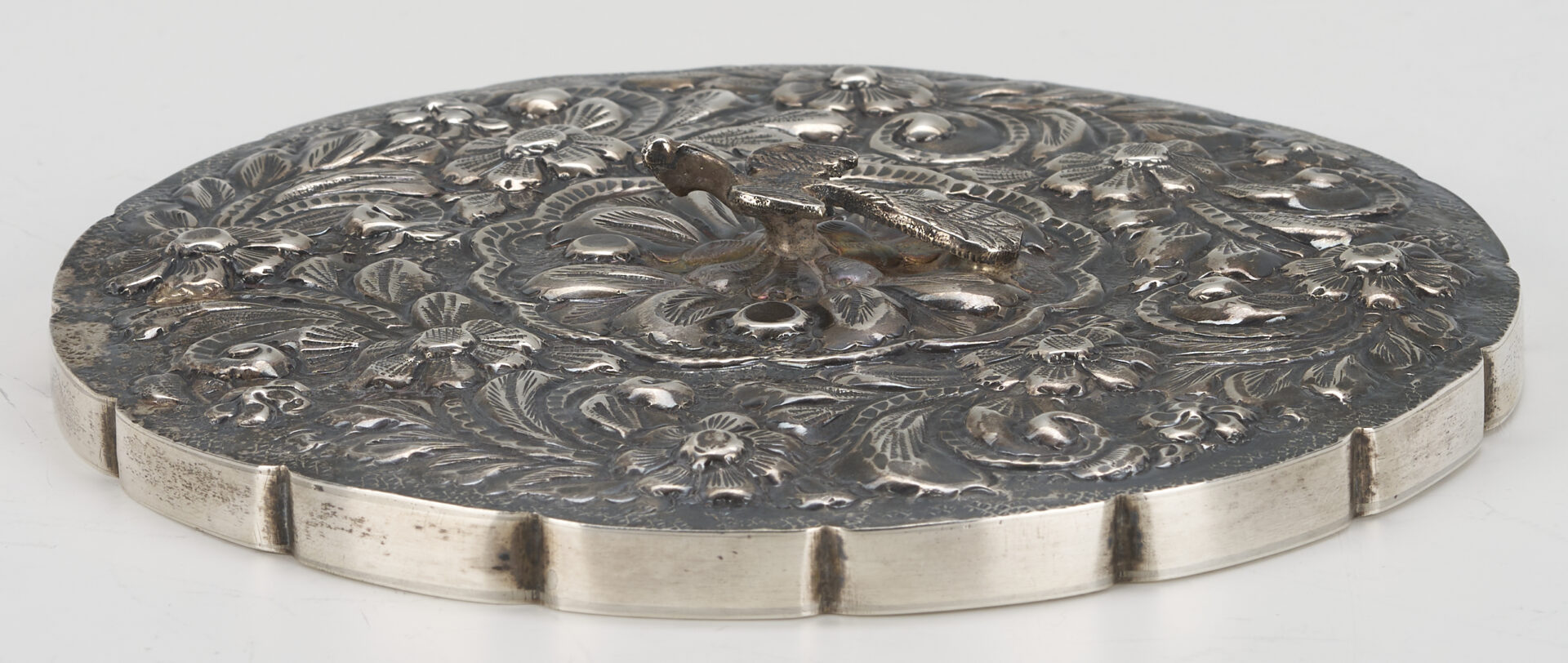 Lot 1250: Middle Eastern Silver Mirror, Box, and 2 Miniature Paintings