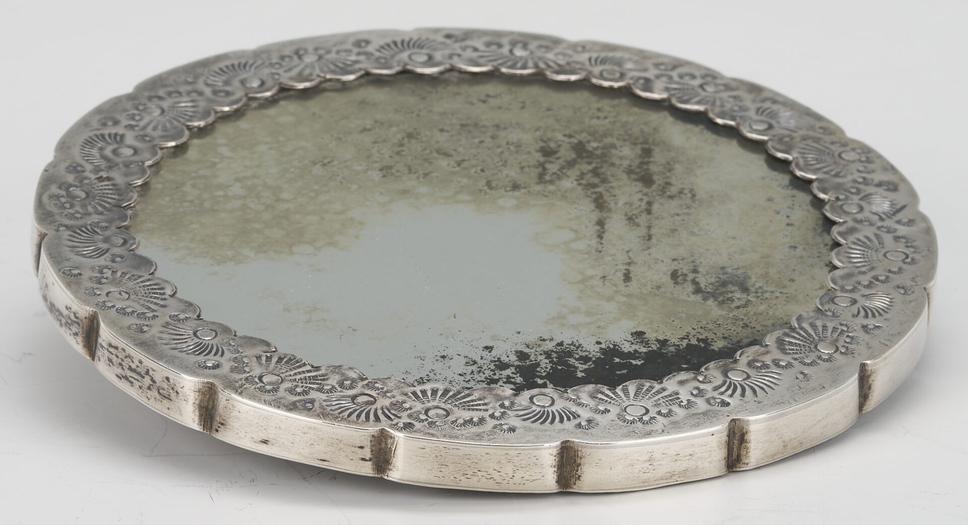 Lot 1250: Middle Eastern Silver Mirror, Box, and 2 Miniature Paintings