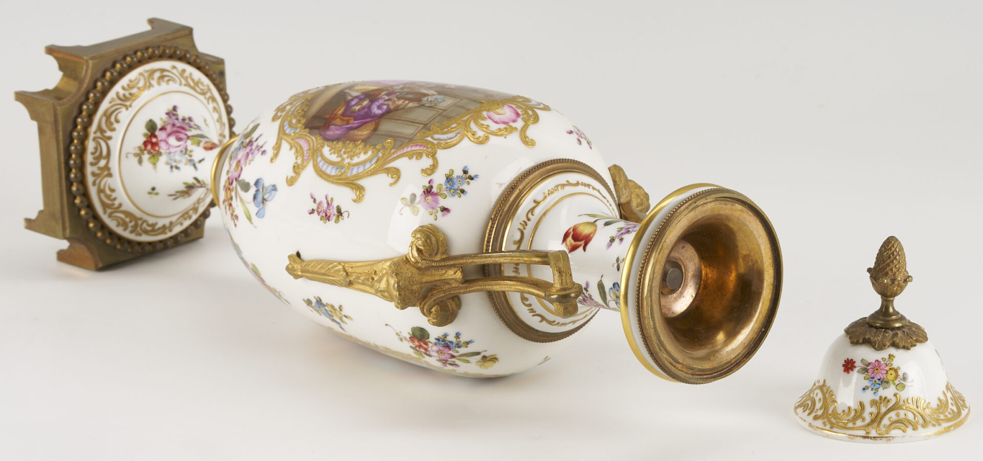 Lot 1251: Sevres Style Ormolou Vase & Pr. of Limoges Plates