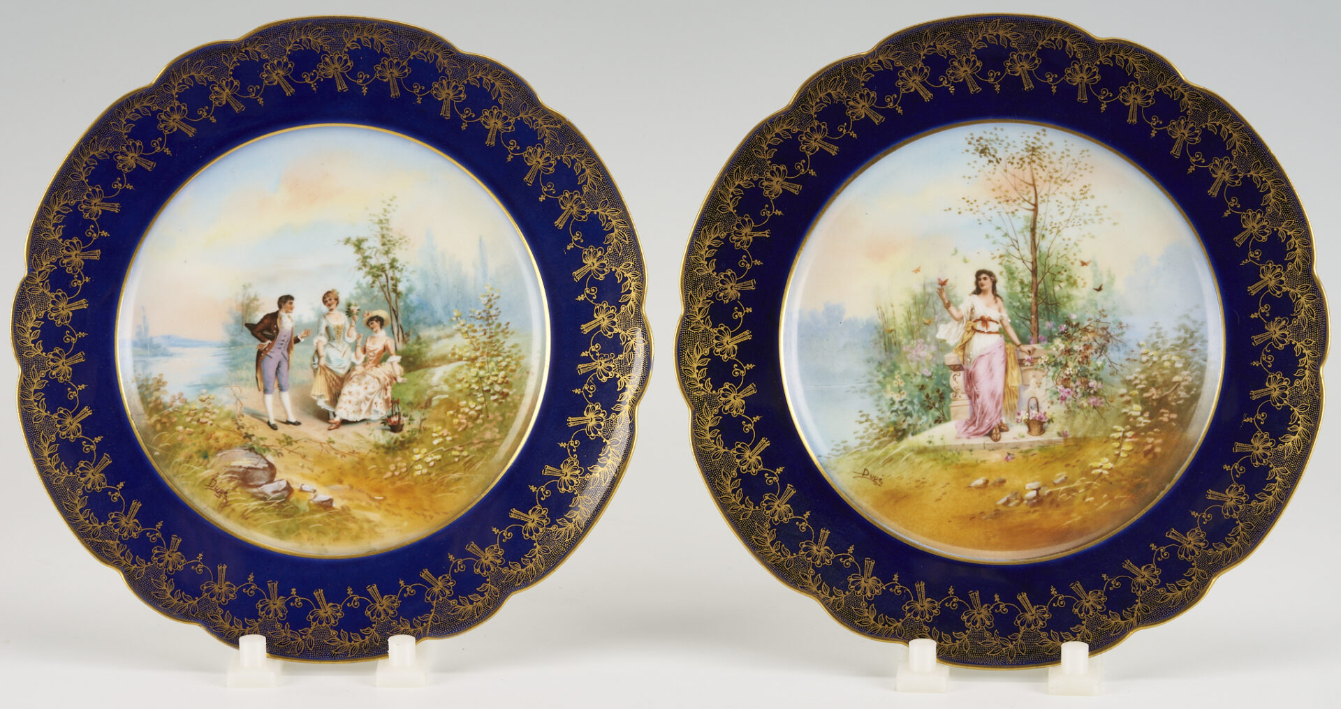 Lot 1251: Sevres Style Ormolou Vase & Pr. of Limoges Plates