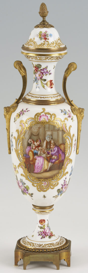 Lot 1251: Sevres Style Ormolou Vase & Pr. of Limoges Plates