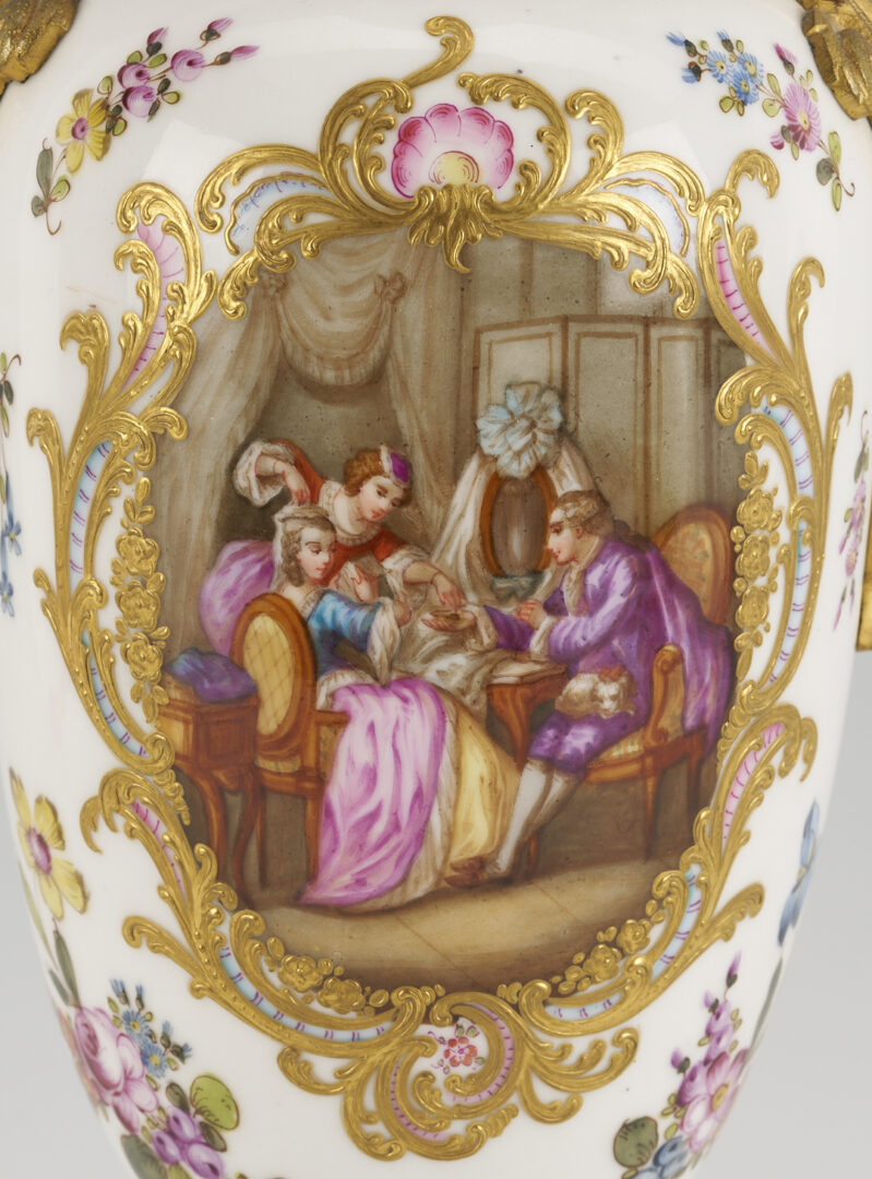 Lot 1251: Sevres Style Ormolou Vase & Pr. of Limoges Plates