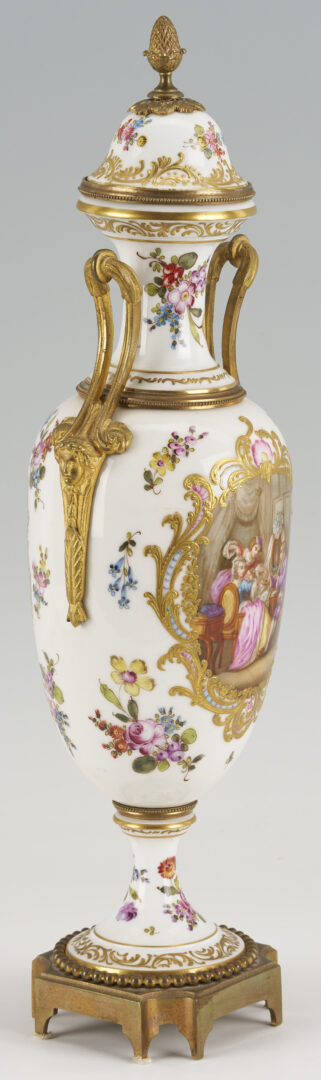 Lot 1251: Sevres Style Ormolou Vase & Pr. of Limoges Plates