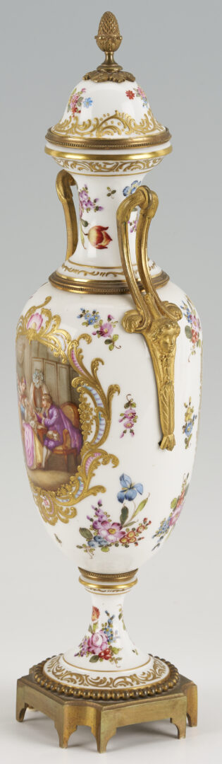 Lot 1251: Sevres Style Ormolou Vase & Pr. of Limoges Plates