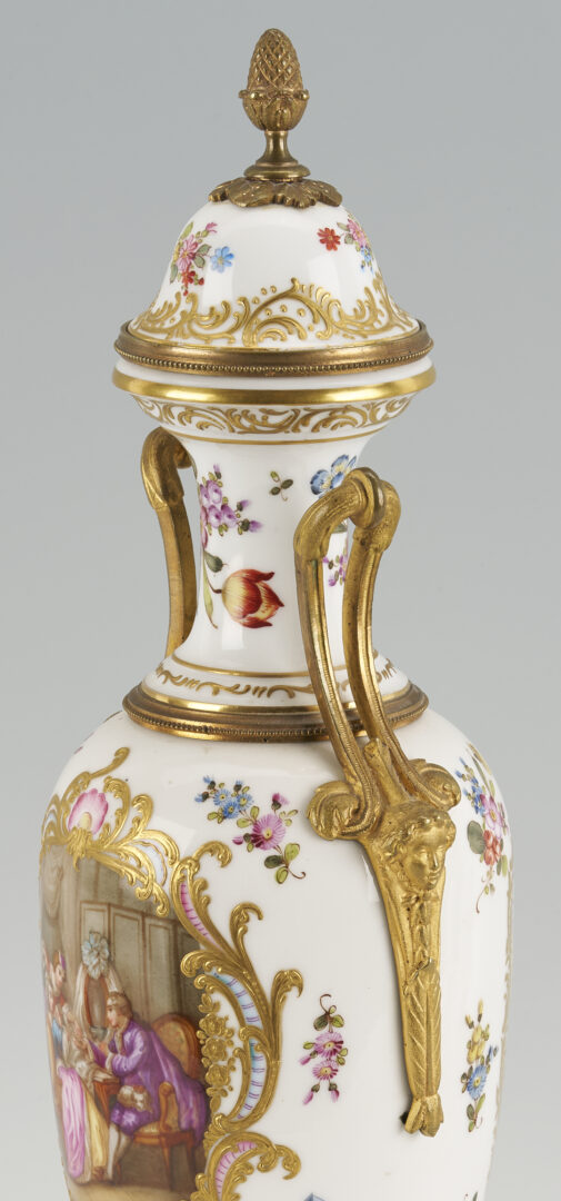 Lot 1251: Sevres Style Ormolou Vase & Pr. of Limoges Plates