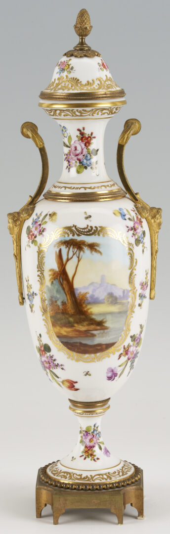 Lot 1251: Sevres Style Ormolou Vase & Pr. of Limoges Plates