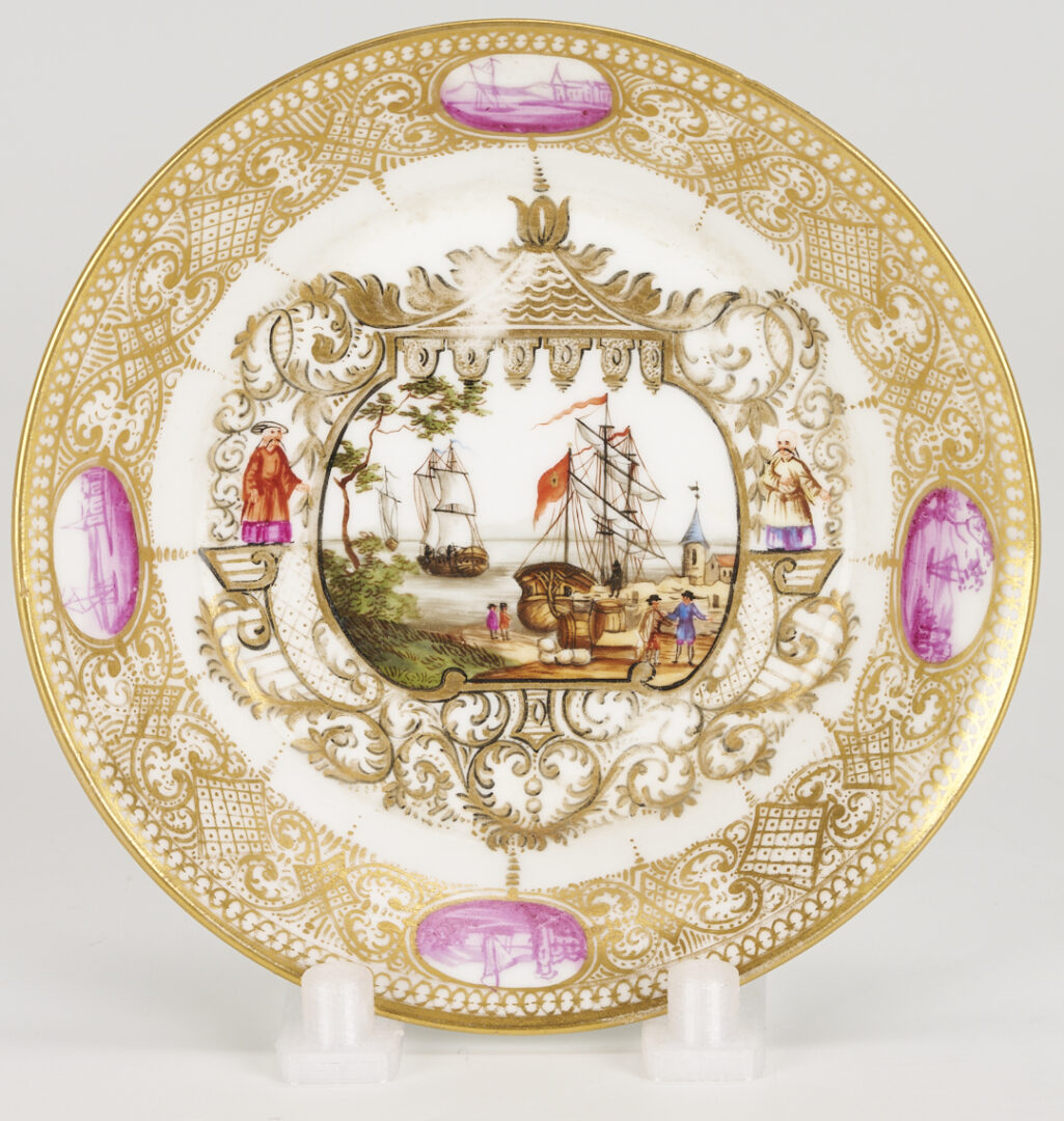 Lot 1254: Royal Vienna Porcelain Cup & Saucer w/ Meissen Custard Cup & Saucer