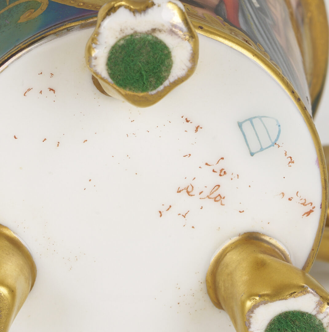 Lot 1254: Royal Vienna Porcelain Cup & Saucer w/ Meissen Custard Cup & Saucer
