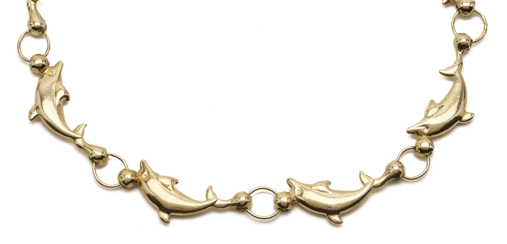 Lot 1268: 14kK Yellow Gold Dolphin Link Bracelet