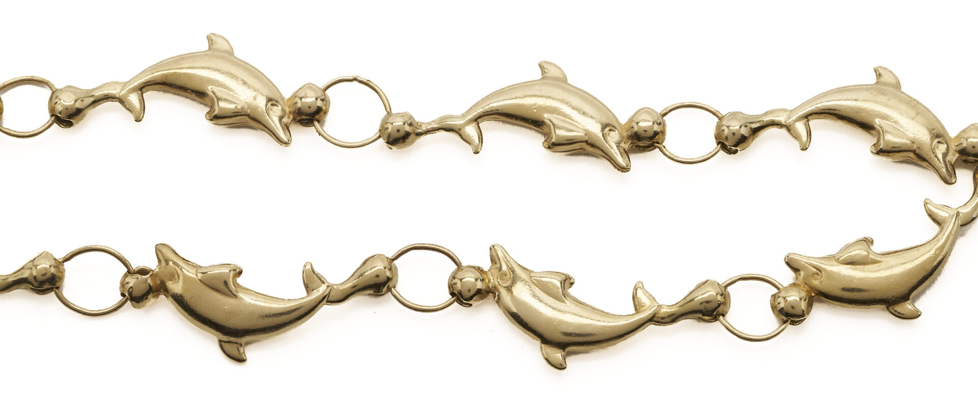 Lot 1268: 14kK Yellow Gold Dolphin Link Bracelet