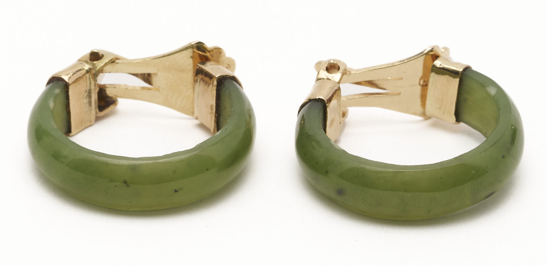 Lot 1269: Vintage 14K Gold and Jade Bead Necklace; plus 12K Gold and Hoop Earrings
