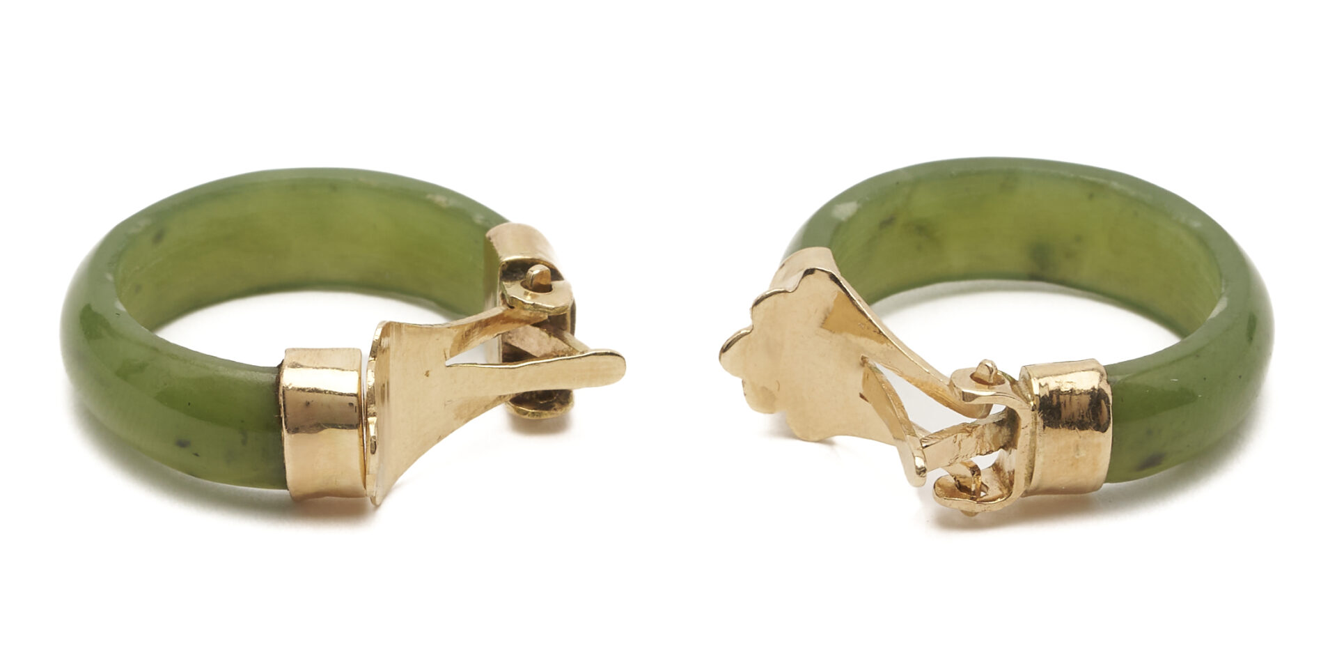 Lot 1269: Vintage 14K Gold and Jade Bead Necklace; plus 12K Gold and Hoop Earrings