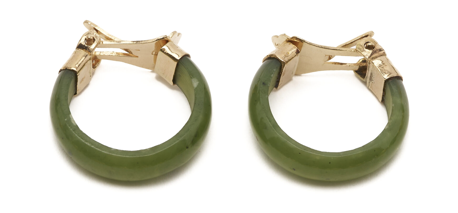 Lot 1269: Vintage 14K Gold and Jade Bead Necklace; plus 12K Gold and Hoop Earrings