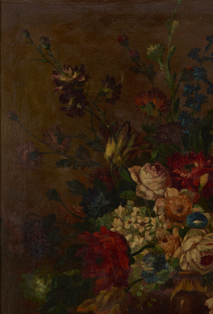 Lot 126: 2 Continental School O/C Floral Still Life Paintings, Early Carrig-Rohane Frame