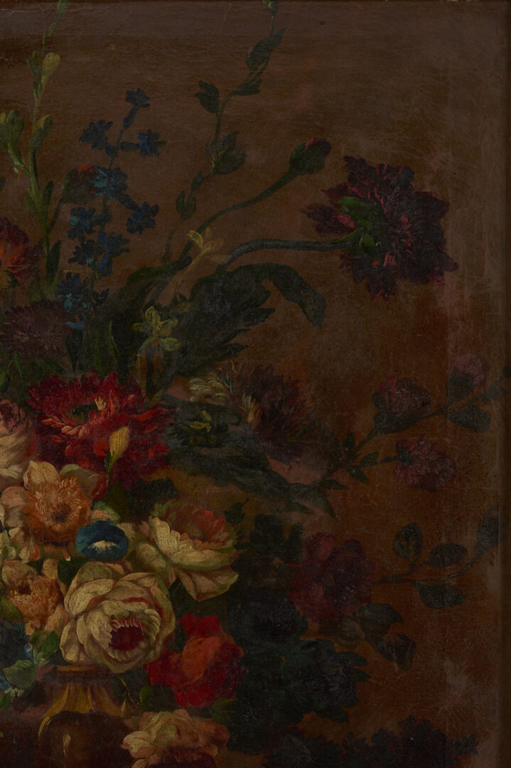 Lot 126: 2 Continental School O/C Floral Still Life Paintings, Early Carrig-Rohane Frame