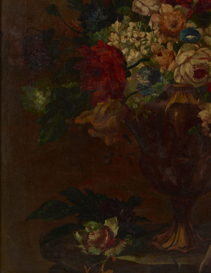 Lot 126: 2 Continental School O/C Floral Still Life Paintings, Early Carrig-Rohane Frame
