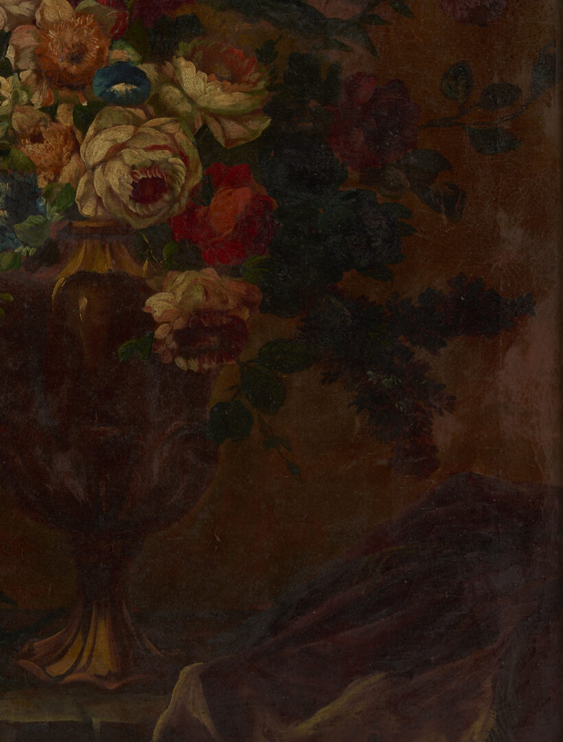 Lot 126: 2 Continental School O/C Floral Still Life Paintings, Early Carrig-Rohane Frame