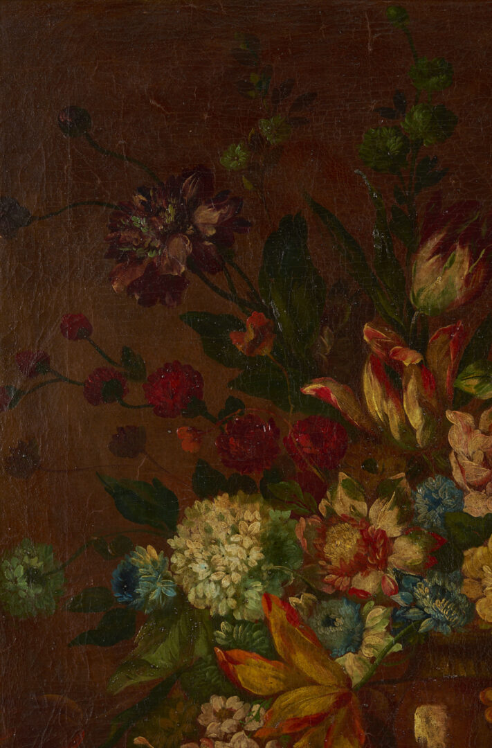 Lot 126: 2 Continental School O/C Floral Still Life Paintings, Early Carrig-Rohane Frame